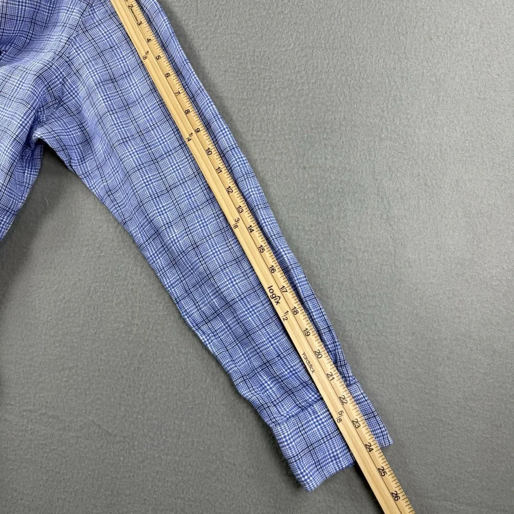 Polo Ralph Lauren Ocean Wash Linen Blue Plaid Button Down Shirt Blue Mens Medium